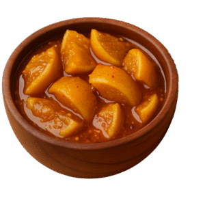 Sweet Lemon Pickle in A Brown Bowl